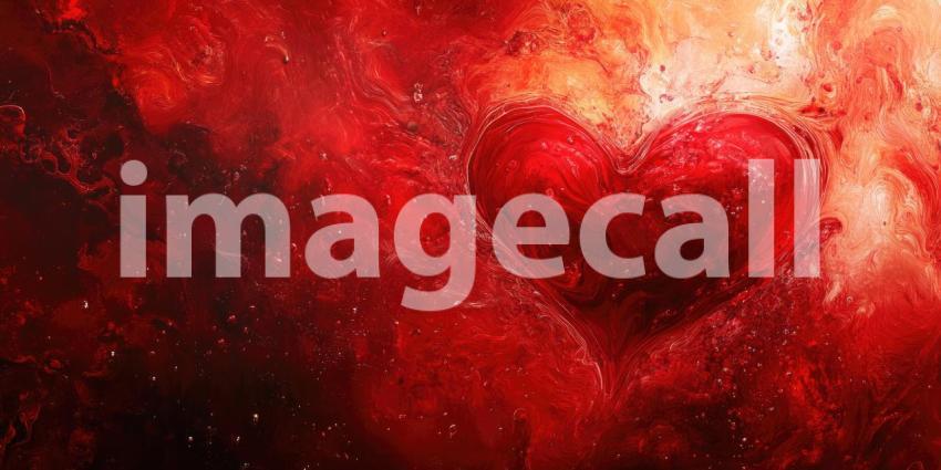 Fractal Heart: Red and Black Abstract Design, Textured Surface and Swirling Patterns, a Digital Artwork of Passion and Complexity.