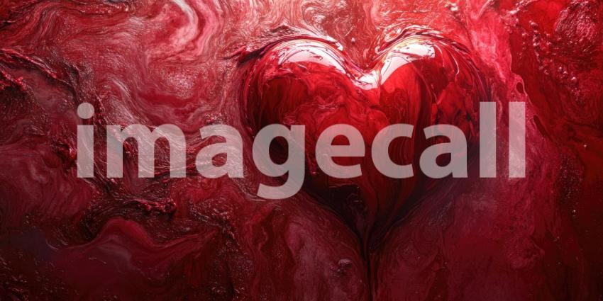 Fractal Heart: Red and Black Abstract Design, Textured Surface and Swirling Patterns, a Digital Artwork of Passion and Complexity.
