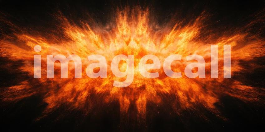 Explosion Cloudscape: Fiery Orange and Grey Plumes, Intense Heat and Debris in a Dramatic, Cataclysmic Scene of Destruction.