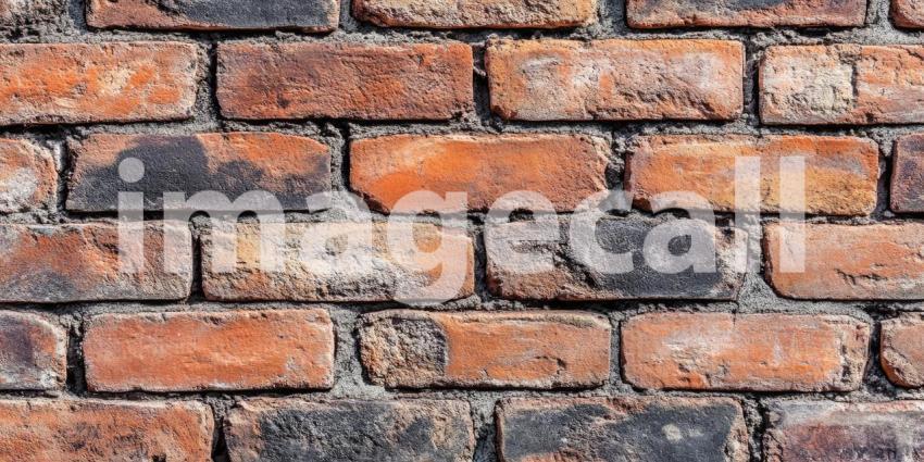 Aged Brick Wall Texture: Varied Colors and Weathered Surfaces, Close-Up of Rustic Construction Material in a Patterned, Time-Worn Detail.