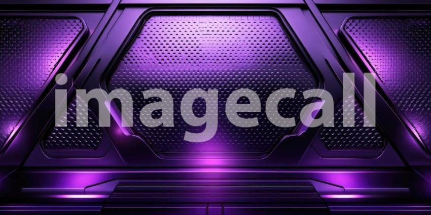 Purple Metallic Waves: Glossy Fabric with Reflective Folds, Light and Shadow Play on a Liquid Metal Surface in Abstract Design.