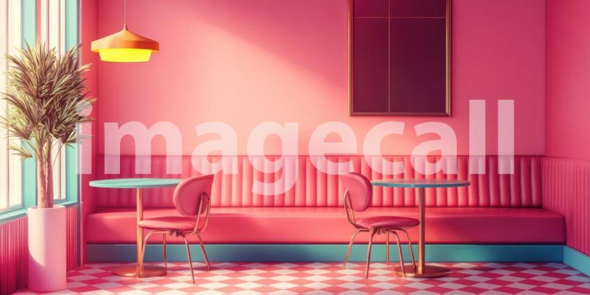 Neon Jungle Dream: Pink Light on Tropical Leaves, Palm Fronds and Exotic Foliage, a Surreal and Vibrant Botanical Scene.