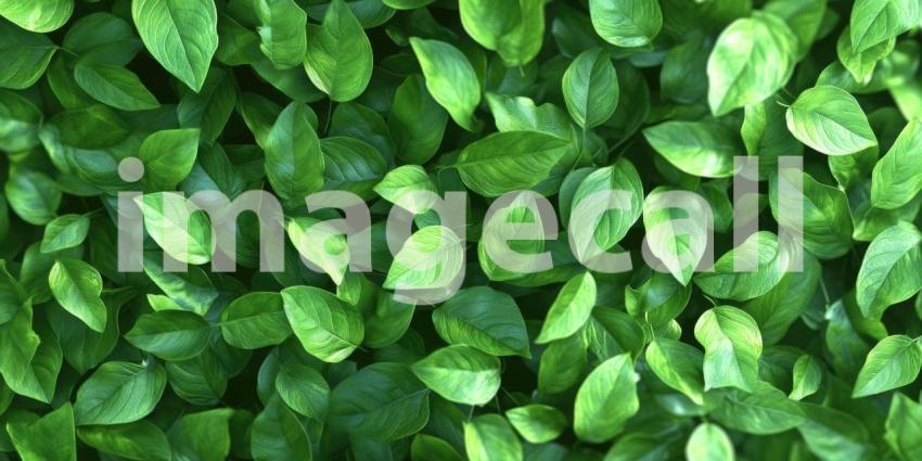 Sunlit Green Leaves: Water Droplets and Soft Bokeh, Natural Light on Lush Foliage, a Serene and Refreshing Botanical Scene.