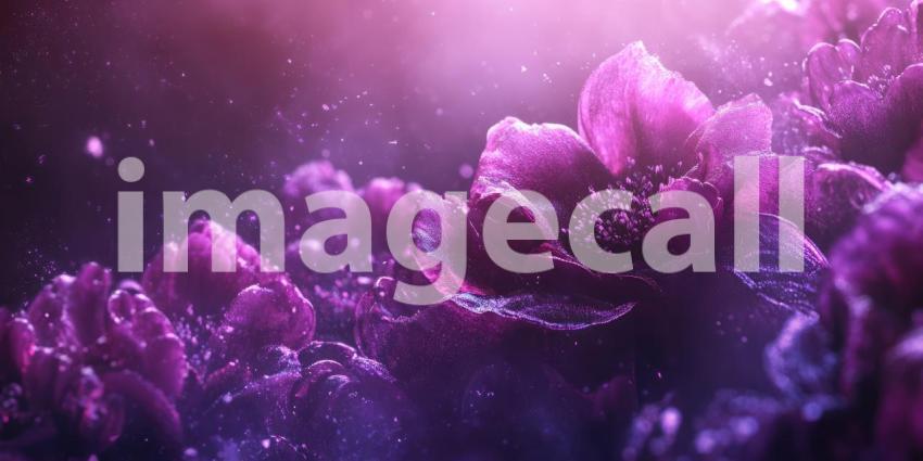 Purple Floral Fantasy: Glowing Dust and Soft Light, Textured Petals in a Dreamy, Enchanted Garden of Abstract Beauty.