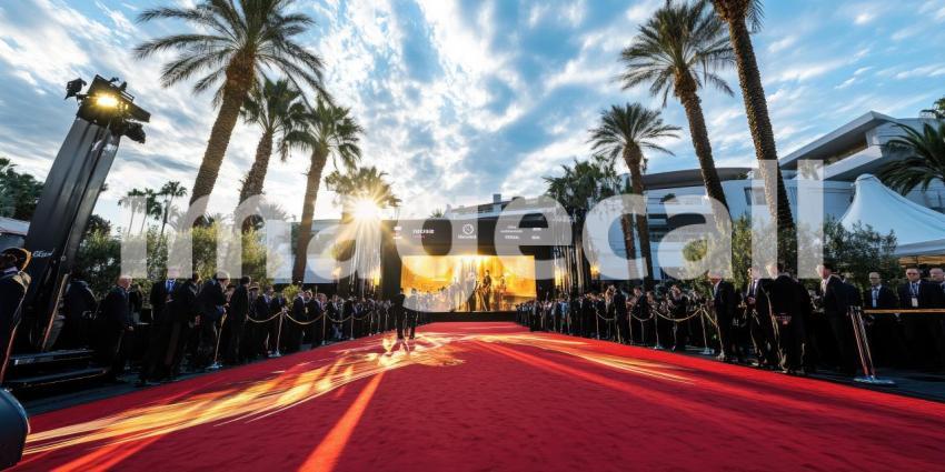 Neon City Street: Glowing Signs and Red Carpet, Urban Nightscape with Futuristic Architecture, a Vibrant and Immersive Cyberpunk Scene.