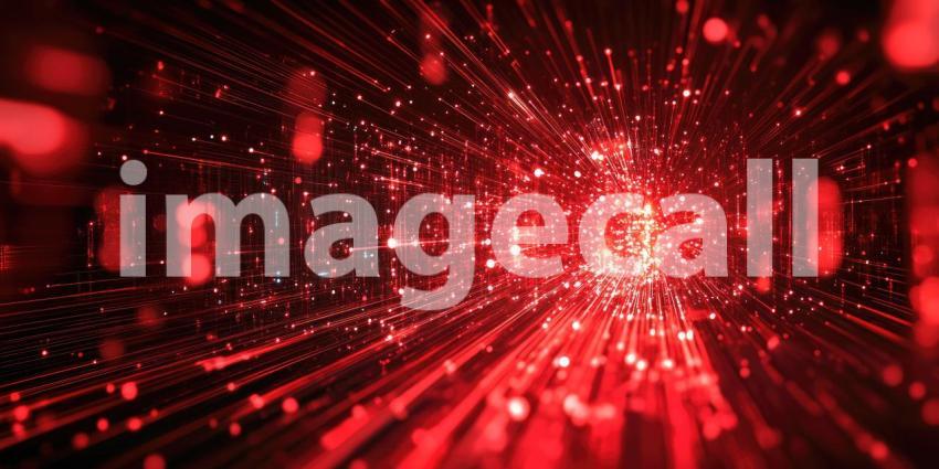 Red Particle Burst: Glowing Lights and Streaks, Dynamic Explosion of Energy and Light in an Abstract, Cosmic Scene.