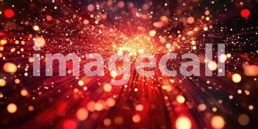Red Particle Burst: Glowing Lights and Streaks, Dynamic Explosion of Energy and Light in an Abstract, Cosmic Scene.