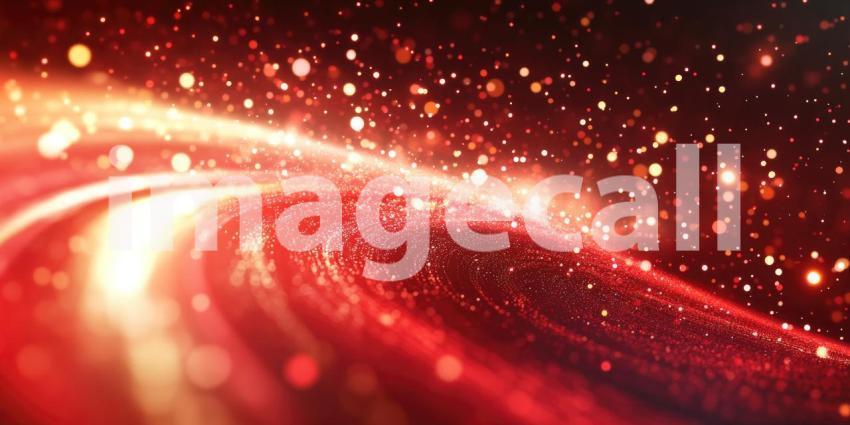 Red Particle Burst: Glowing Lights and Streaks, Dynamic Explosion of Energy and Light in an Abstract, Cosmic Scene.