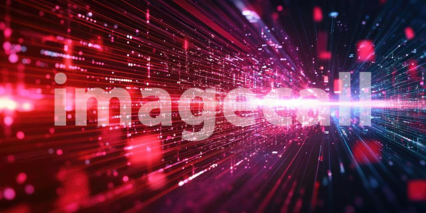 Red Particle Burst: Glowing Lights and Streaks, Dynamic Explosion of Energy and Light in an Abstract, Cosmic Scene.