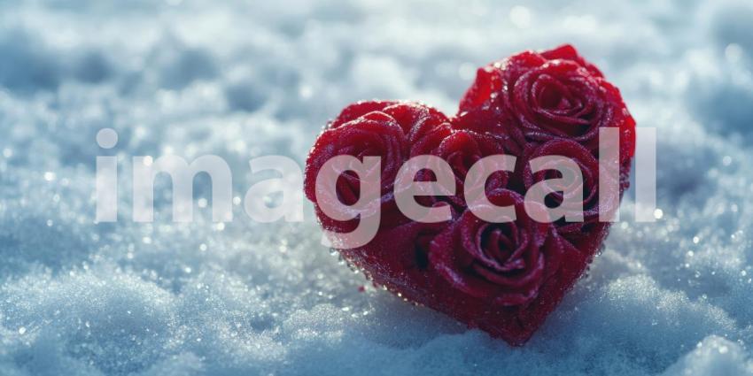 Rose Heart: Red Flowers in Heart Shape, Romantic Symbol on Teal Background, Valentine's Day Gift of Love and Affection.