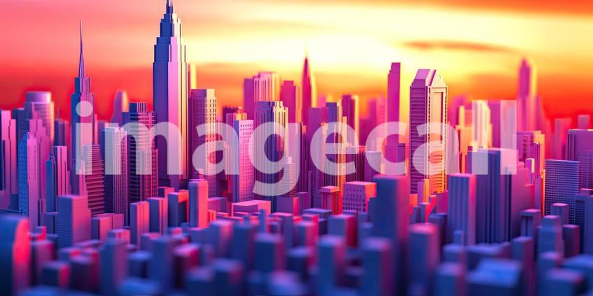 Cut Paper City Skyline with Glowing Background Highlights - Artistic and Urban Nightscape Design