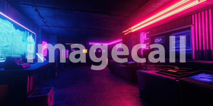 Cyberpunk Cityscape with Neon Lights - Futuristic Urban Glow Background Design