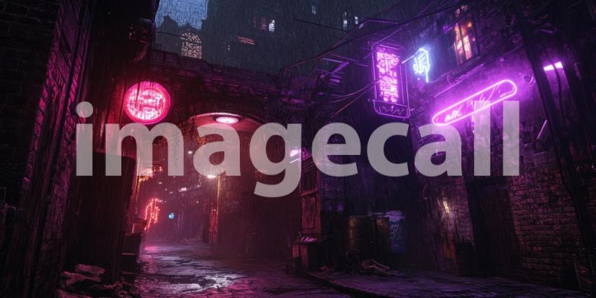 Cyberpunk Cityscape with Neon Lights - Futuristic Urban Glow Background Design