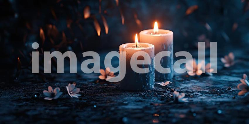 Dark and Moody Candlelit Scene - Atmospheric Lighting and Warm Ambiance Background Design