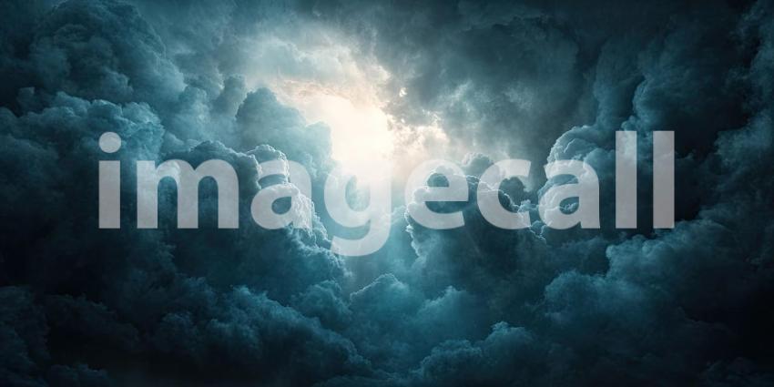 Dark and Moody Cinematic Clouds with Sunlight Piercing Through - Dramatic Sky Background Design