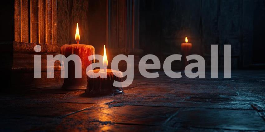 Dark and Moody Candlelit Scene - Atmospheric Lighting and Warm Ambiance Background Design