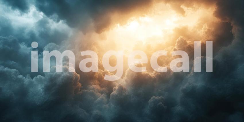 Dark and Moody Cinematic Clouds with Sunlight Piercing Through - Dramatic Sky Background Design