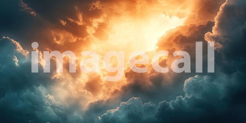Dark and Moody Cinematic Clouds with Sunlight Piercing Through - Dramatic Sky Background Design