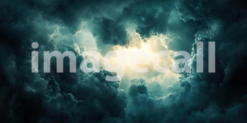 Dark and Moody Cinematic Clouds with Sunlight Piercing Through - Dramatic Sky Background Design
