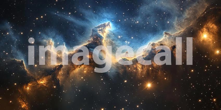 Dark and Moody Cosmic Nebula with Glowing Stars - Mystical Space Background Design