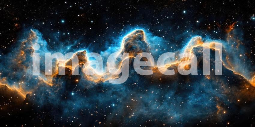 Dark and Moody Cosmic Nebula with Glowing Stars - Mystical Space Background Design