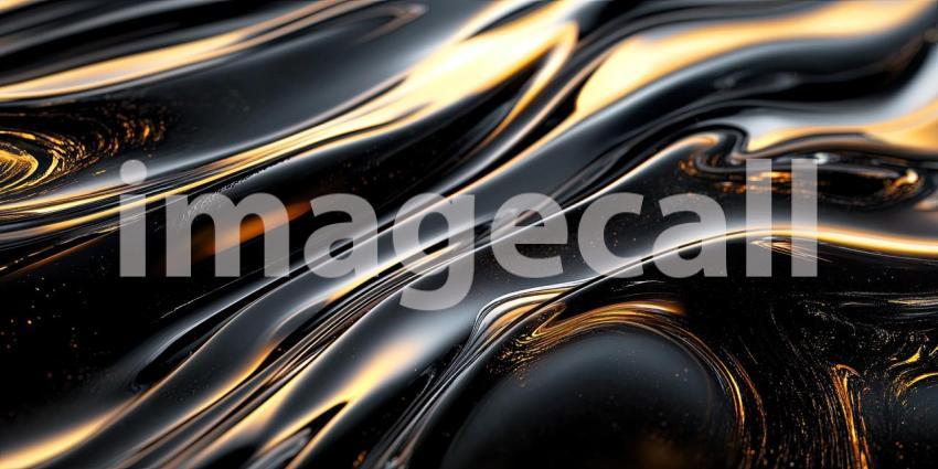 Dark Black and Gold Abstract Waves - Luxurious Flowing Design with Elegant Contrast Background