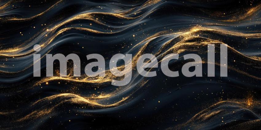 Dark Black and Gold Abstract Waves - Luxurious Flowing Design with Elegant Contrast Background