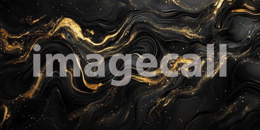 Dark Black and Gold Abstract Waves - Luxurious Flowing Design with Elegant Contrast Background