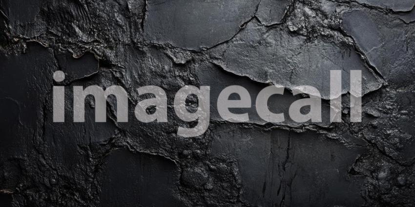Dark Charcoal Concrete Wall with Deep Cracks and Rough Texture - Urban Grunge Background Design