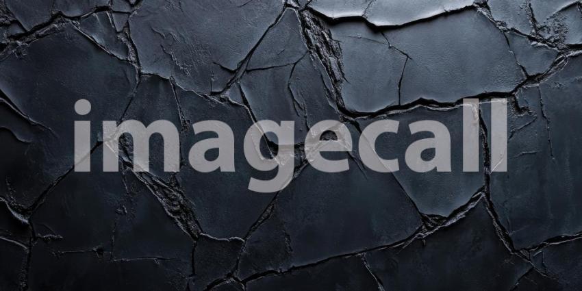 Dark Charcoal Concrete Wall with Deep Cracks and Rough Texture - Urban Grunge Background Design