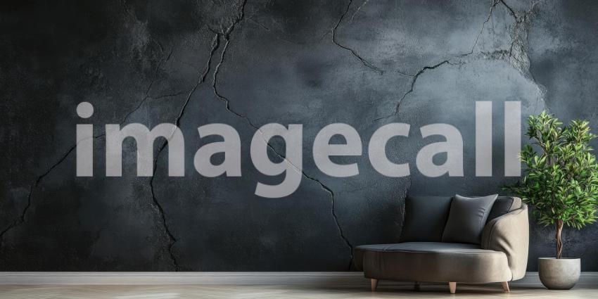 Dark Concrete Wall with Cracks and Stains - Urban and Industrial Grunge Background Design