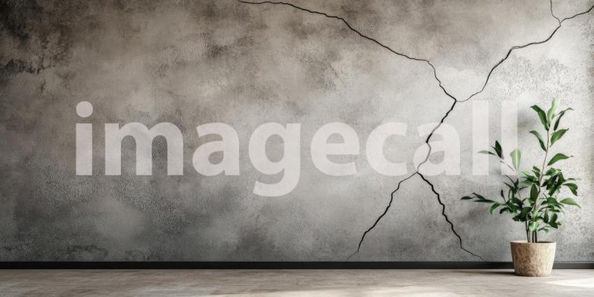 Dark Concrete Wall with Cracks and Stains - Urban and Industrial Grunge Background Design