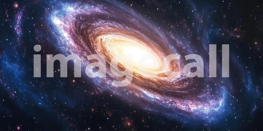 Dark Cosmic Galaxy with Swirling Blue and Purple Nebulas, Deep Space Background, Stellar Design