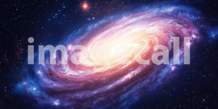 Dark Cosmic Galaxy with Swirling Blue and Purple Nebulas, Deep Space Background, Stellar Design