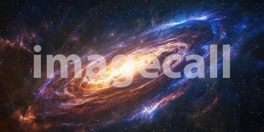 Dark Cosmic Galaxy with Swirling Blue and Purple Nebulas, Deep Space Background, Stellar Design