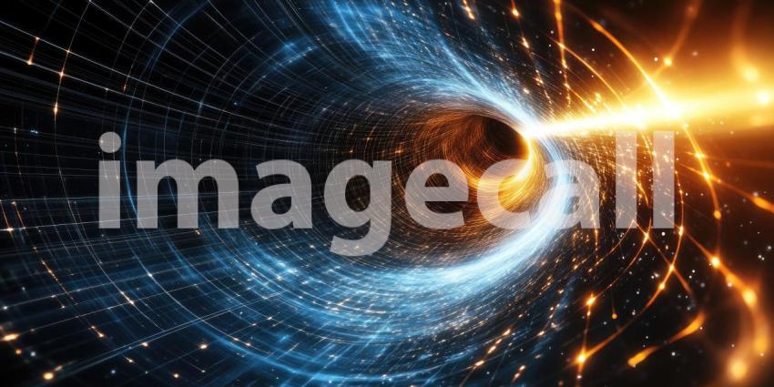 Dark Deep-Space Black Hole with Glowing Energy Field, Cosmic Phenomenon Background, Space Vortex