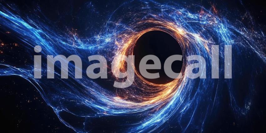 Dark Deep-Space Black Hole with Glowing Energy Field, Cosmic Phenomenon Background, Space Vortex