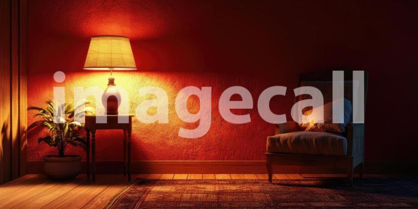 Dark Moody Room with a Single Light Source Creating Shadows, Atmospheric and Mysterious Background