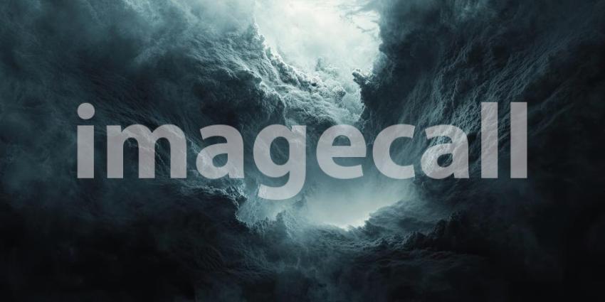 Dark Ocean Storm with Towering Waves Crashing Dramatically, Powerful and Intense Background Design