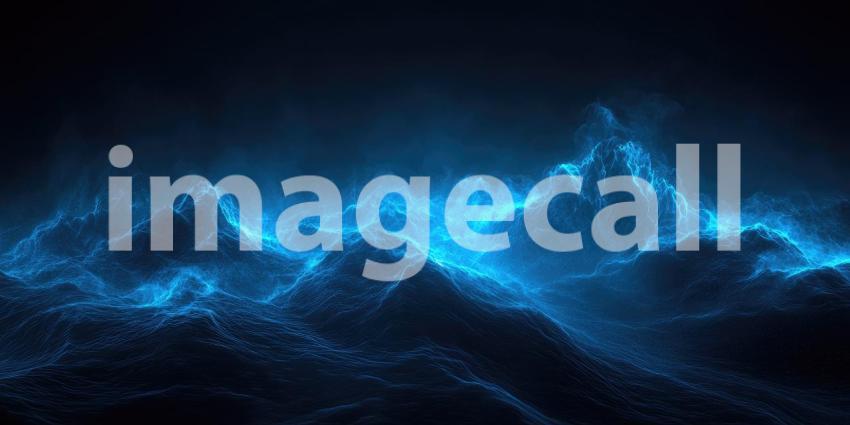 Dark Ocean with Glowing Bio-luminescent Waves Crashing, Magical and Mystical Background Design