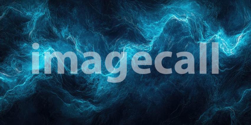 Dark Ocean with Glowing Bio-luminescent Waves Crashing, Magical and Mystical Background Design