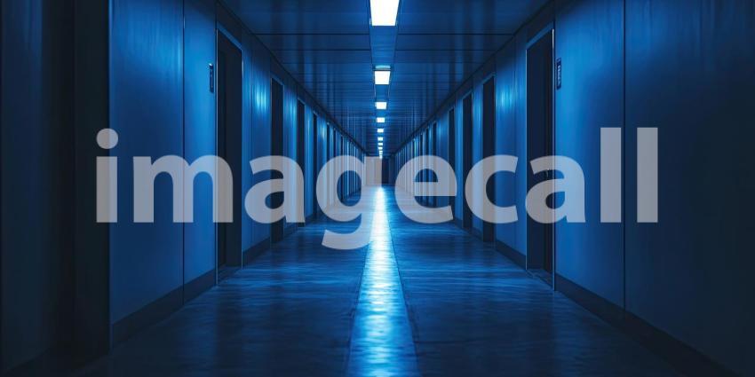 Dark Sci-Fi Corridor with Moody Lighting, Futuristic and Mysterious Background Design