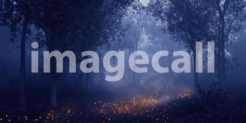 Dark Foggy Forest with Glowing Mist, Mysterious and Atmospheric Background Design