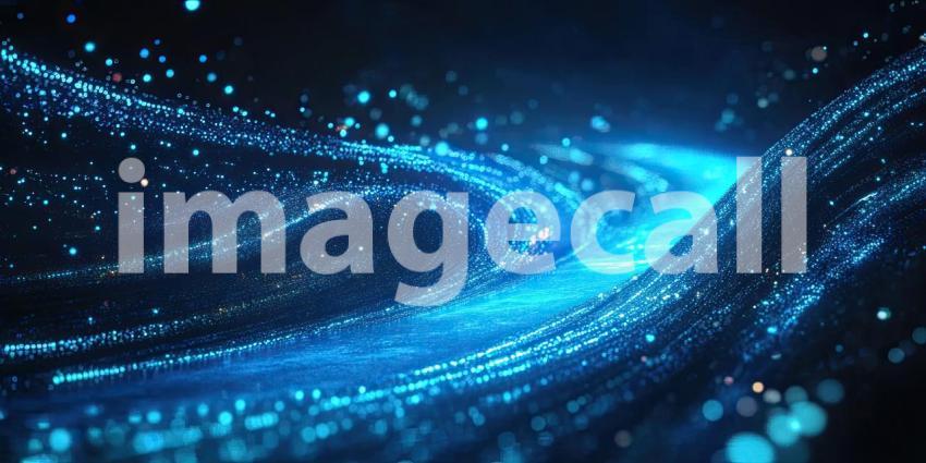 Dark Futuristic Tunnel with Glowing Neon Blue Light Strips, Sleek and Sci-Fi Background Design