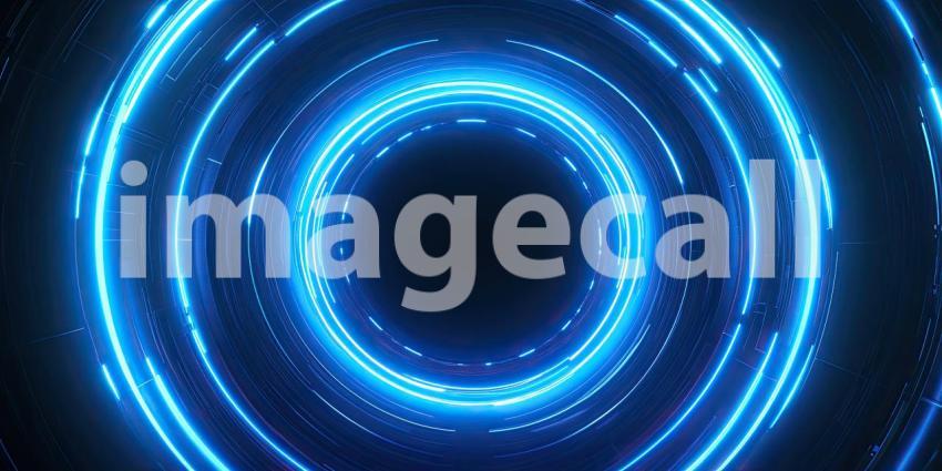 Dark Futuristic Tunnel with Glowing Neon Blue Light Strips, Sleek and Sci-Fi Background Design