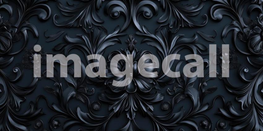 Dark Gothic Wallpaper with Intricate Floral Ornaments, Elegant and Mysterious Background Design