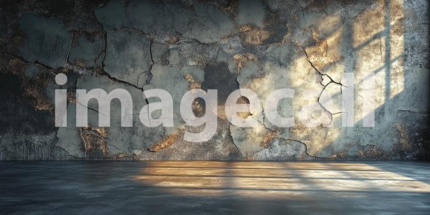 Dark Grunge Cracked Wall with Eerie Lighting, Haunting and Atmospheric Background Design