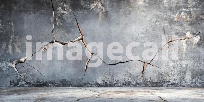 Dark Grunge Wall with Faded Cracks, Weathered and Moody Background Design