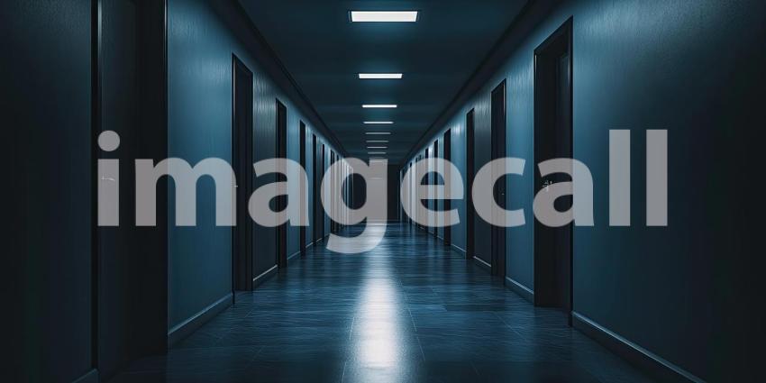 Dark Sci-Fi Corridor with Moody Lighting, Futuristic and Mysterious Background Design