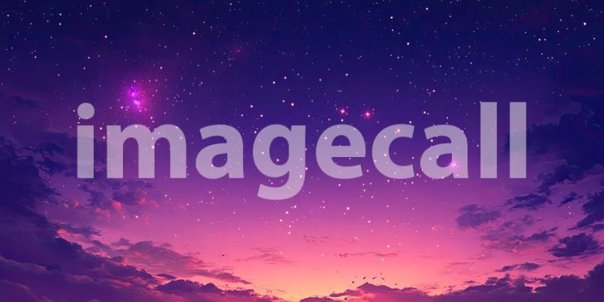 Deep Purple Twilight Sky with Scattered Glowing Stars, Calm Night, Celestial Beauty, Mystical Sky Background